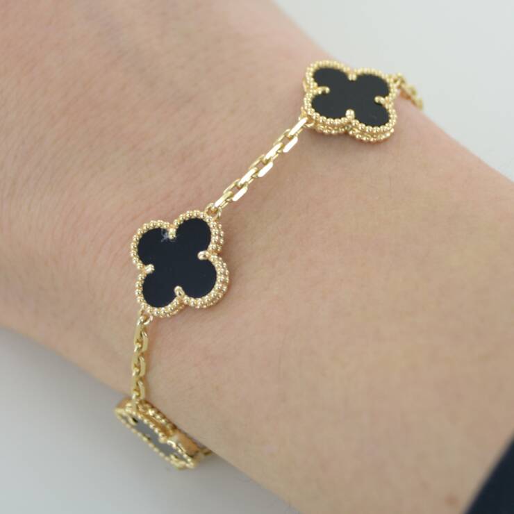 Bracelet VAN CLEEF Vintage Alhambra Onyx 5 Motifs