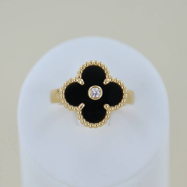 Bague VAN CLEEF Vintage Alhambra Onyx et Diamant