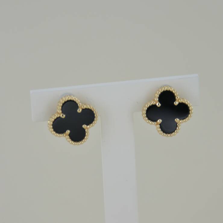 Boucle d'oreilles VAN CLEEF Vintage Alhambra Onyx