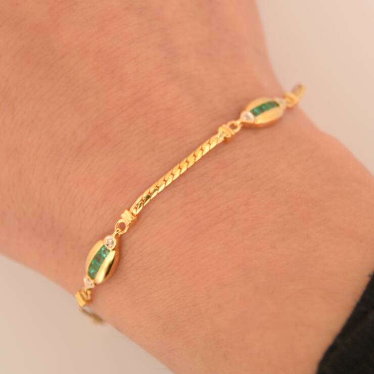 Bracelet émeraudes et diamants