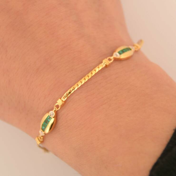 Bracelet émeraudes et diamants